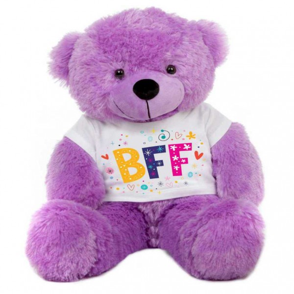 Purple 2 feet Big Teddy Bear wearing a BFF T-shirt